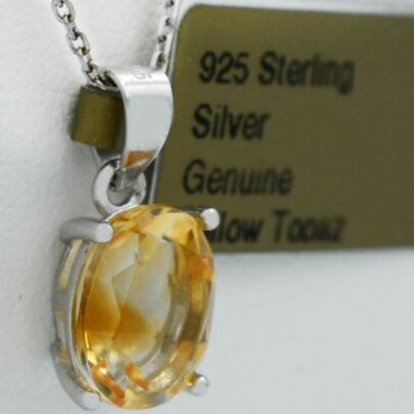 Yellow Topaz Silver Necklace, Topaz Necklace, Natural Gemstone Necklace - Picture 4 of 7